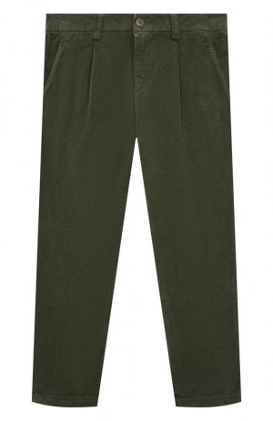 Хлопковые брюки Dondup Kids. Цвет: зелёный