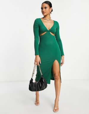 Зеленое платье миди с вырезами -Зеленый цвет Parallel Lines