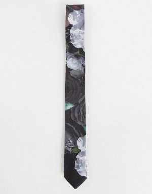 Узкий галстук с цветочным принтом -Черный цвет Bolongaro Trevor