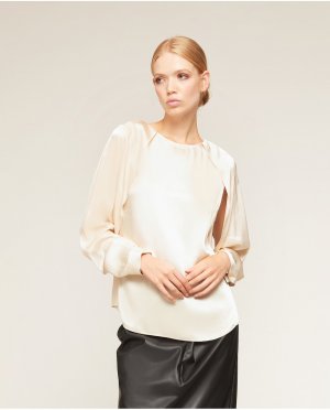 Женская блузка с круглым вырезом и вырезом-капелькой сзади , белый Motivi