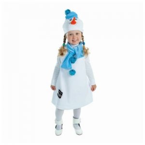 Маскарадный костюм Снеговик белый с заплаткой платье, шарф, шапка рост 98 1468472 Страна Карнавалия. Цвет: белый