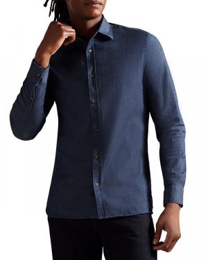 Джинсовая рубашка узкого кроя с длинными рукавами и пуговицами спереди , цвет Blue Ted Baker