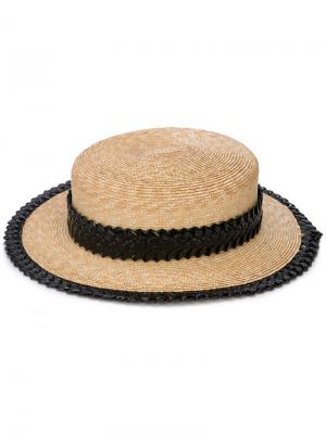 Соломенная шляпа с узкими полями Gigi Burris Millinery. Цвет: коричневый