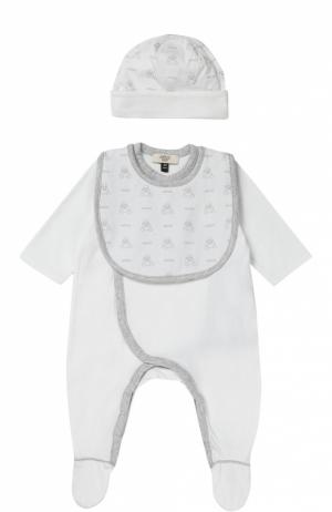 Пижама в комплекте с нагрудником и шапкой Giorgio Armani. Цвет: серый