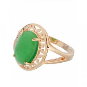 Кольцо помолвочное , кошачий глаз, размер 16, зеленый Lotus Jewelry. Цвет: зеленый