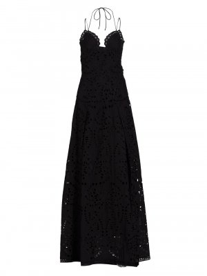 Платье с люверсами и вышивкой в виде бабочек , черный Alberta Ferretti