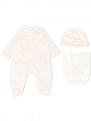 Комплект из пижамы с шапкой и нагрудником Dolce & Gabbana Kids. Цвет: розовый