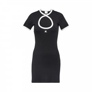 Мини-платье из сухого джерси Courrèges Circle, цвет Черный/Белый Heritage Courreges
