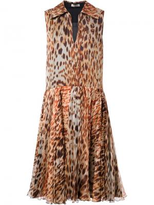 Расклешенное платье с леопардовым принтом Bouchra Jarrar. Цвет: коричневый
