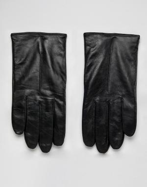 Черные кожаные автомобильные перчатки Herrys BOSS. Цвет: черный