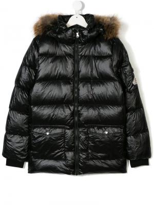 Пуховое пальто с капюшоном Pyrenex Kids. Цвет: черный