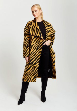 Длинное пальто с принтом зебры (горчичный и черный) , желтый Liquorish