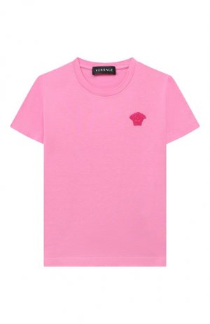 Хлопковая футболка Versace. Цвет: розовый