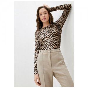 Лонгслив женский леопардовый, женская кофта, футболка с длинными рукавами Gabriela. Цвет: коричневый