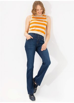 Синие женские джинсовые брюки с нормальной талией и расклешенными штанинами U.S. Polo Assn.