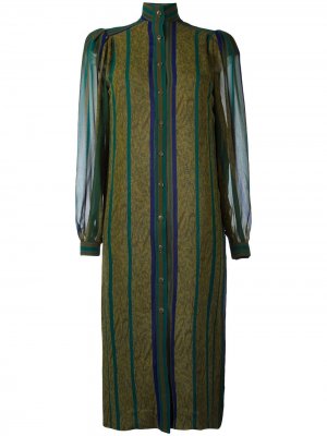 Полосатое платье-рубашка Jean Louis Scherrer Pre-Owned. Цвет: зеленый