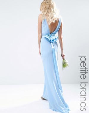 Свадебное платье макси с сатиновым бантом сзади TFNC Petite. Цвет: синий