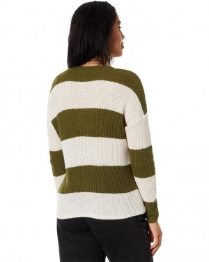Свитер Ribbed Crewneck Sweater in Stripe, цвет Heather Loden Madewell