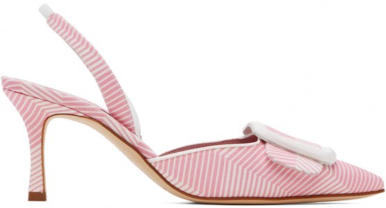Розово-белые туфли на каблуке Mayslibi Manolo Blahnik
