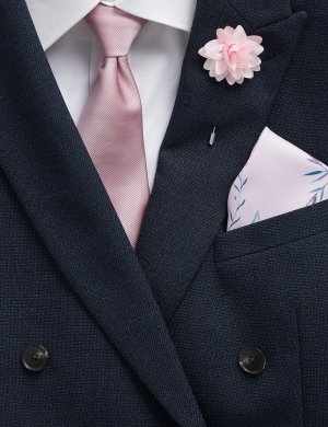 Набор галстука с цветочным принтом, нагрудного платка и булавок , розовый Marks & Spencer