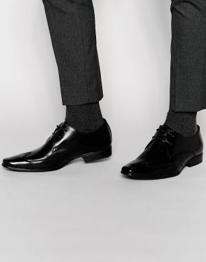 Строгие черные туфли на шнуровке Front. Цвет: черный