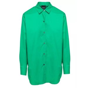 Футболка oversize popeline shirt in cotton , зеленый Plain