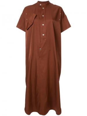 Атласное платье-рубашка G.V.G.V.. Цвет: коричневый