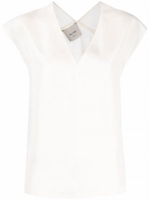 V-neck silk blouse Alysi. Цвет: белый