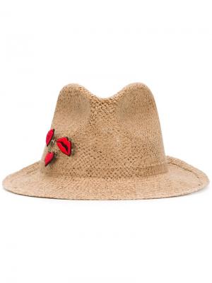 Тканая шляпа с нашивками Ermanno Scervino. Цвет: коричневый