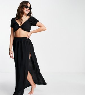 Эксклюзивная пляжная юбка макси с разрезом черного цвета Esmee-Черный Esmée
