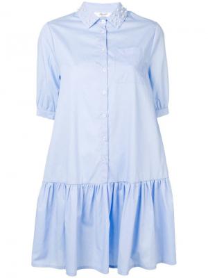 Короткое платье-рубашка Blugirl. Цвет: синий