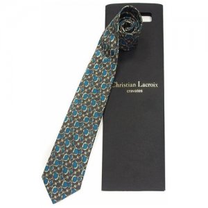 Темный мужской галстук с рисунками 815122 Christian Lacroix. Цвет: серый