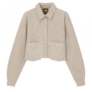 Рубашка Lee x Striped Cropped, бежевый Pull&Bear