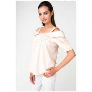 Блузка на лямках, с рукавами-фонариками 005493-1 Бежевый 42-46 Fashion Confession. Цвет: бежевый