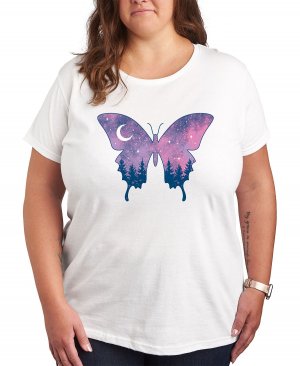 Модная футболка больших размеров с рисунком «Космическая бабочка» , белый Air Waves