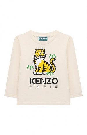 Хлопковый лонгслив Kenzo. Цвет: кремовый