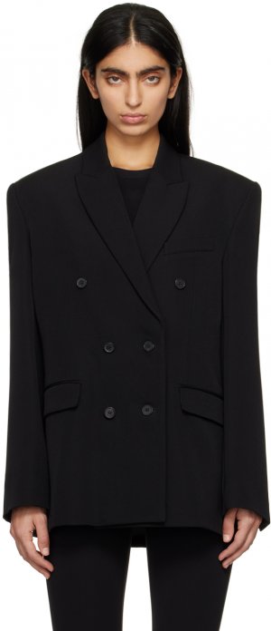Черный двубортный пиджак Wardrobe.Nyc