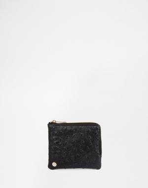 Бумажник на молнии с отделкой под страусиную кожу Mi-Pac. Цвет: черный
