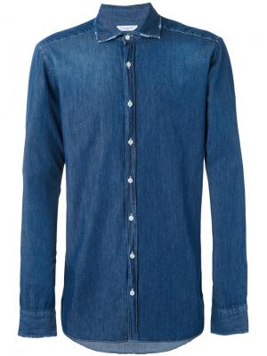 Джинсовая рубашка Paolo Pecora. Цвет: синий