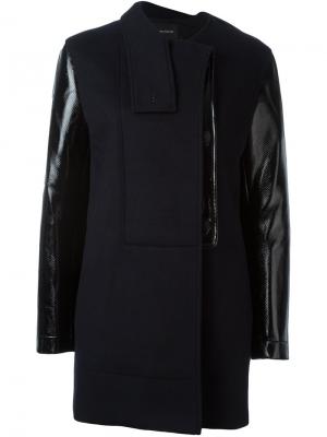 Двубортное пальто с контрастными панелями Cédric Charlier. Цвет: чёрный