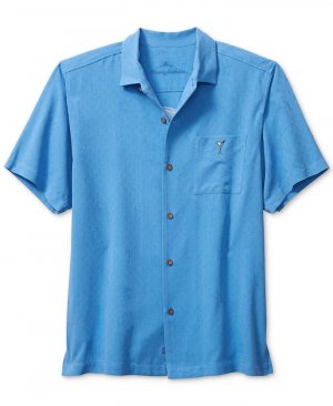 Мужская шелковая рубашка на пуговицах с короткими рукавами и рисунком Happy Hour Delight , синий Tommy Bahama