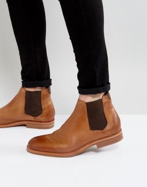 Светло-коричневые кожаные ботинки челси H By Hudson Tonti. Цвет: рыжий
