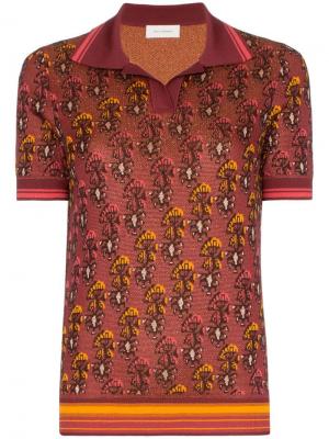 Рубашка-поло с цветочным узором жаккардовой вязки Wales Bonner. Цвет: красный