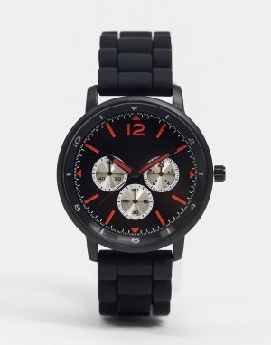 Черные мужские часы с силиконовым ремешком -Черный цвет Topman