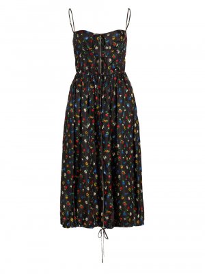 Платье миди с цветочным принтом Ditsy , черный Rosetta Getty