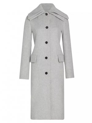 Длинное двубортное пальто из смесовой шерсти , серый Proenza Schouler