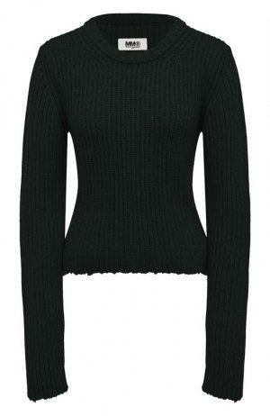 Пуловер из хлопка и шерсти MM6. Цвет: зелёный