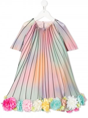 Полосатое платье с цветочной отделкой PAMILLA. Цвет: розовый