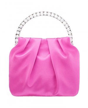 Атласная сумка с кристаллической ручкой , цвет Ultra Pink Nina