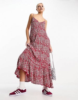 Красное длинное пляжное платье-комбинация Vintage Superdry